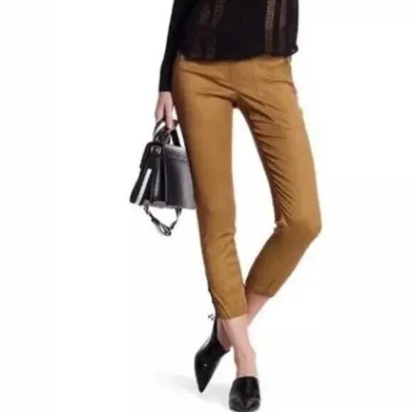 Veronica Beard Dune Cargo Jogger Pants Brown Zip Pocket Utility Cropped Size 0 - Picture 1 of 10